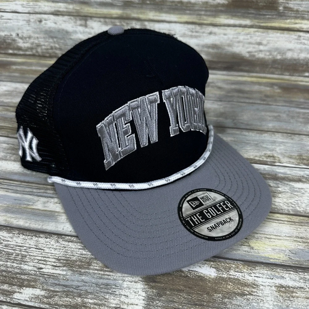 New York Yankees The Golfer Mens Snapback‎ Rope Hat OSFM New Era Black Grey NEW